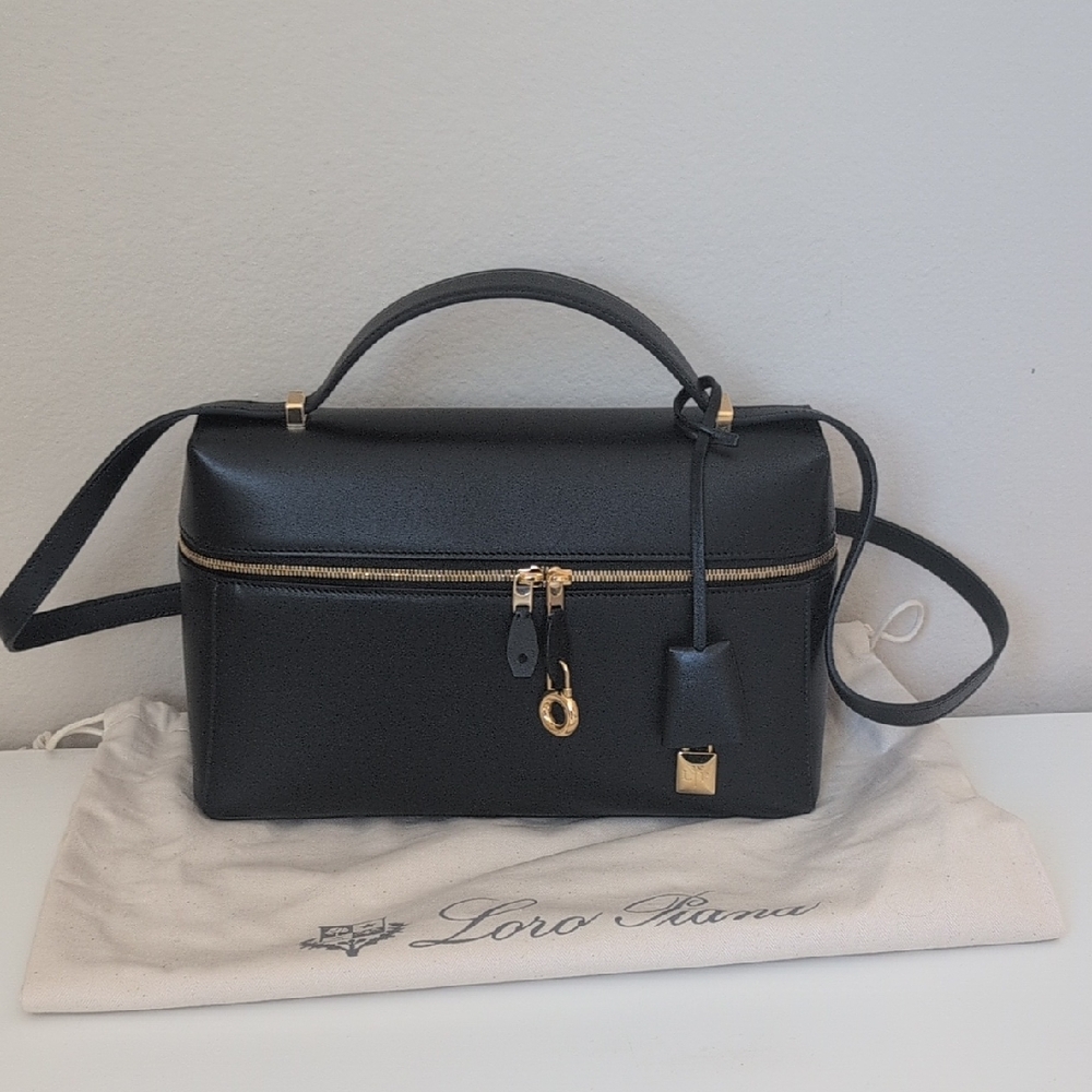 Loro Piana Black Satchel with Gold Accents
